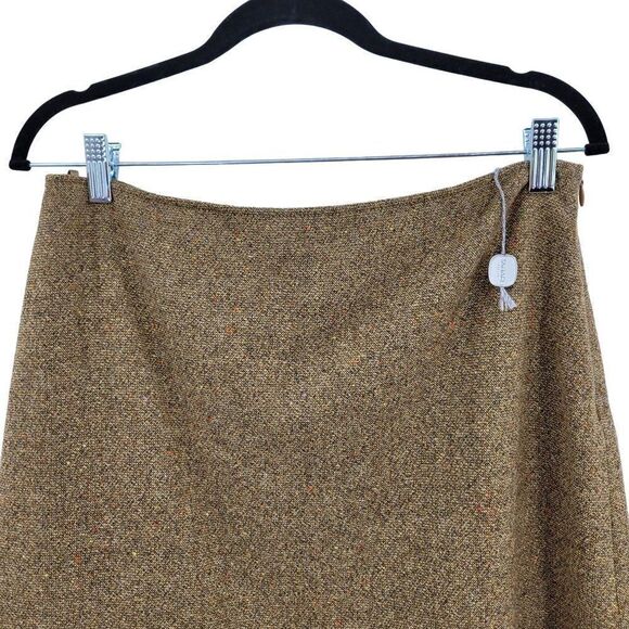 Tahari Skirt 100% Wool Tweed Aline Academia Grunge Golden Multicolor Fleck 12P - Picture 7 of 13